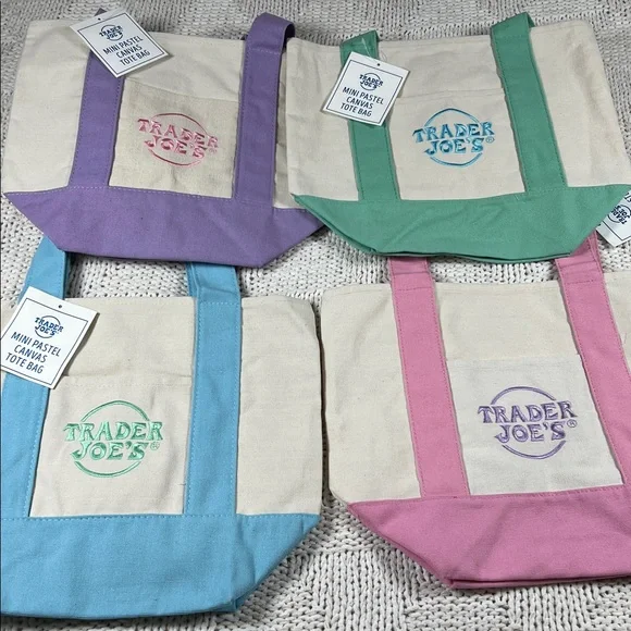Trader Joe’s Set of 4 Mini Canvas Tote Bags - Picture 2 of 5